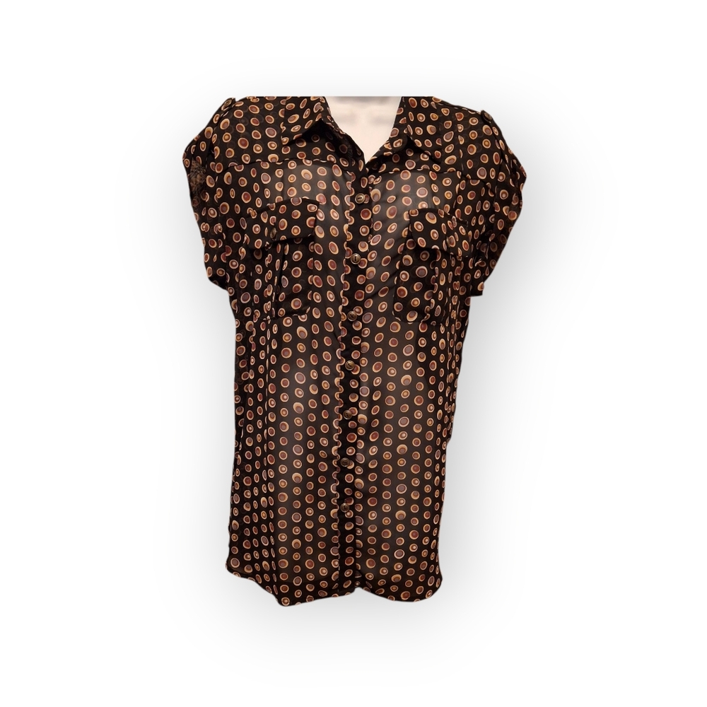 Pleione Black Blouse with Multicolor Dots